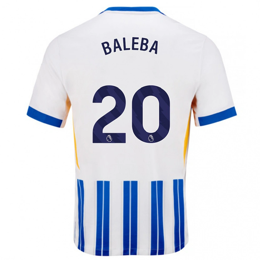 Danxen Hombre Camiseta Carlos Baleba #20 Blanco Azul Rayas 1ª Equipación 2024/25 La Camisa México