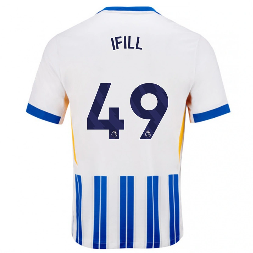 Danxen Hombre Camiseta Marcus Ifill #49 Blanco Azul Rayas 1ª Equipación 2024/25 La Camisa México