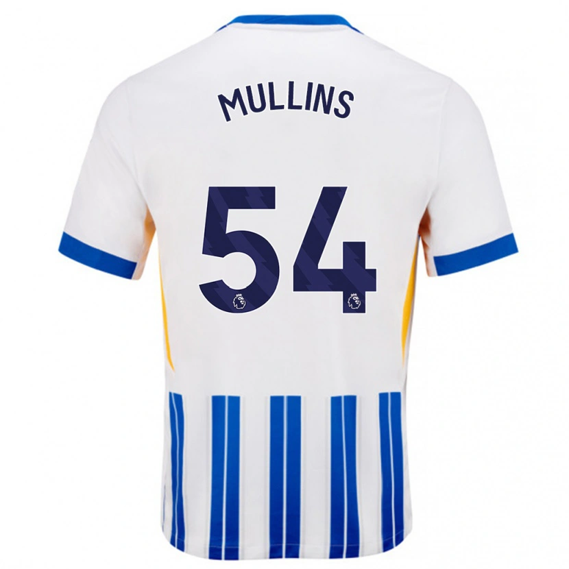 Danxen Hombre Camiseta Jamie Mullins #54 Blanco Azul Rayas 1ª Equipación 2024/25 La Camisa México