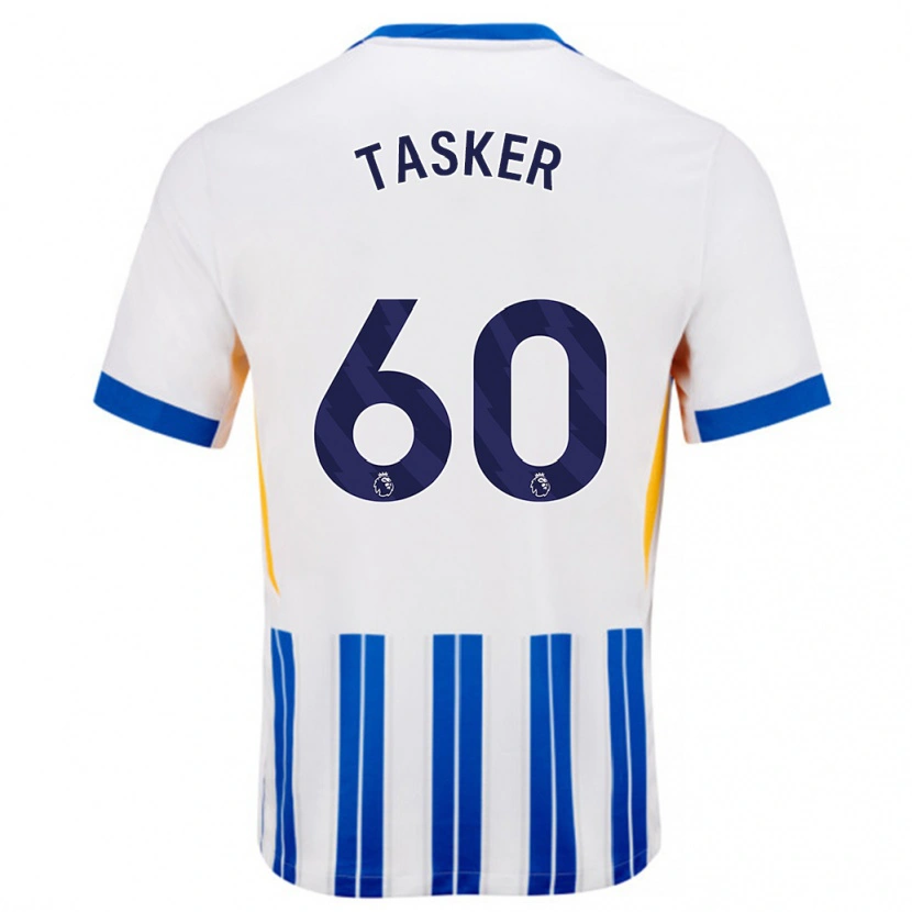 Danxen Hombre Camiseta Charlie Tasker #60 Blanco Azul Rayas 1ª Equipación 2024/25 La Camisa México