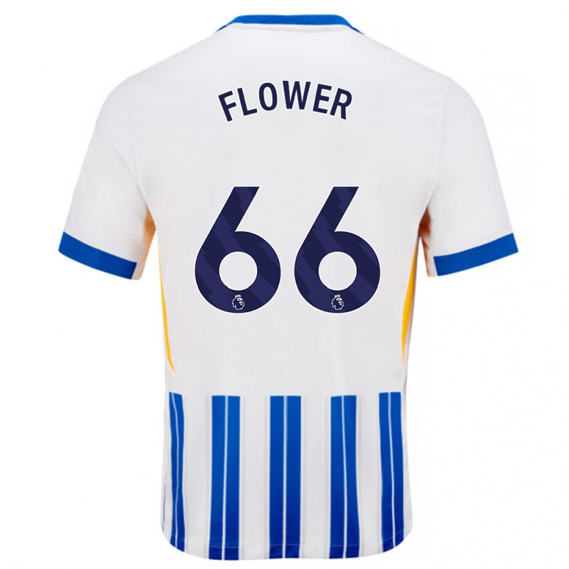 Danxen Hombre Camiseta Louis Flower #66 Blanco Azul Rayas 1ª Equipación 2024/25 La Camisa México