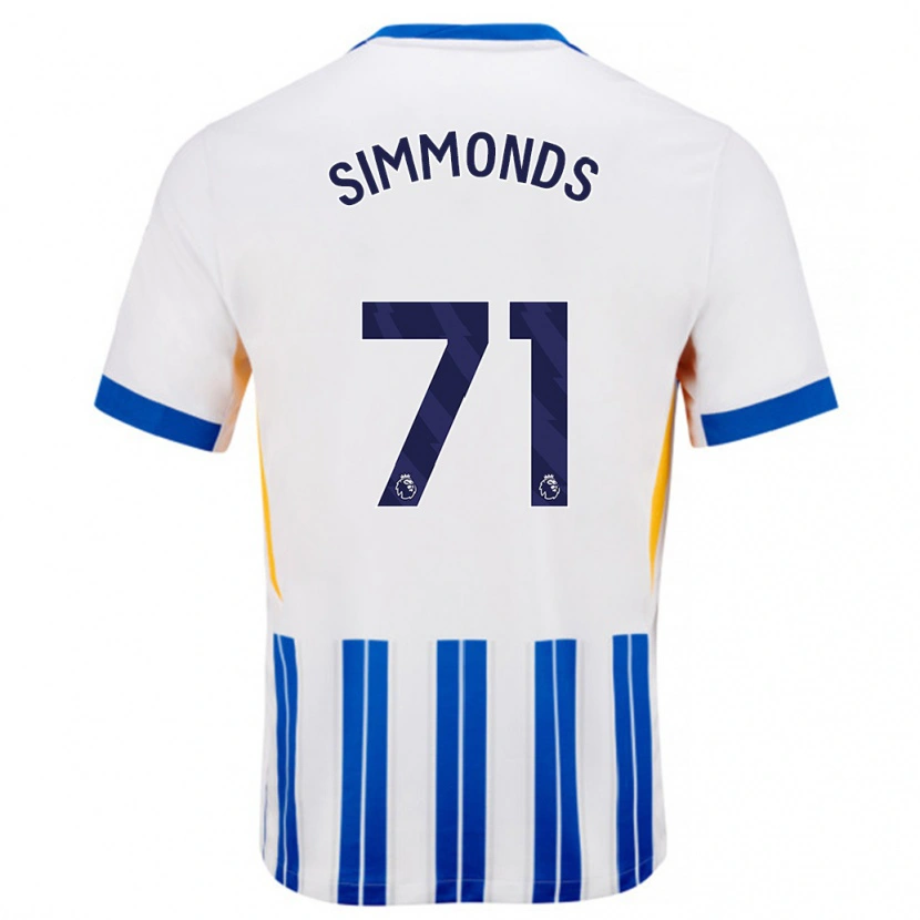 Danxen Hombre Camiseta Freddie Simmonds #71 Blanco Azul Rayas 1ª Equipación 2024/25 La Camisa México