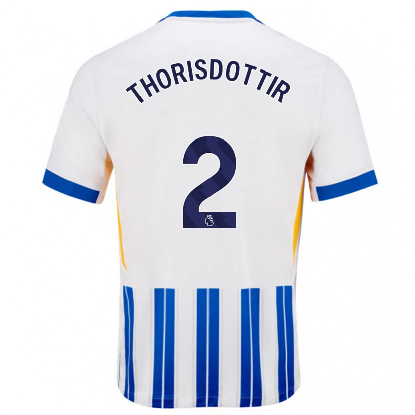 Danxen Hombre Camiseta Maria Thorisdottir #2 Blanco Azul Rayas 1ª Equipación 2024/25 La Camisa México