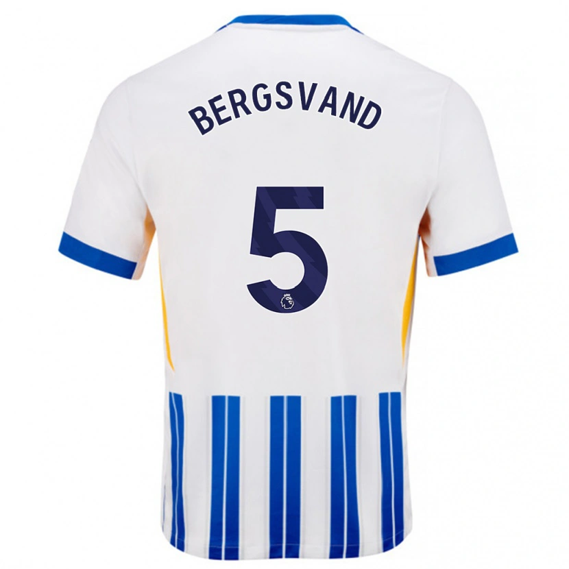 Danxen Hombre Camiseta Guro Bergsvand #5 Blanco Azul Rayas 1ª Equipación 2024/25 La Camisa México