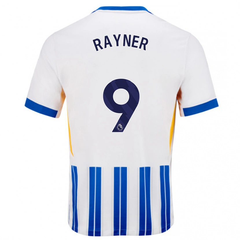Danxen Hombre Camiseta Rebecca Rayner #9 Blanco Azul Rayas 1ª Equipación 2024/25 La Camisa México