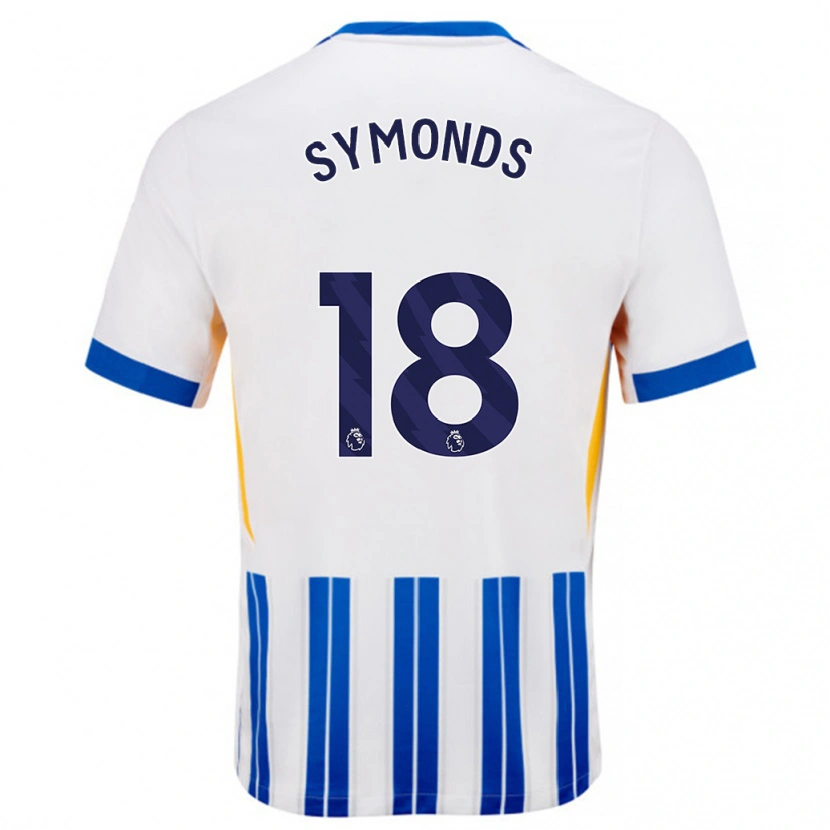 Danxen Hombre Camiseta Maisie Symonds #18 Blanco Azul Rayas 1ª Equipación 2024/25 La Camisa México