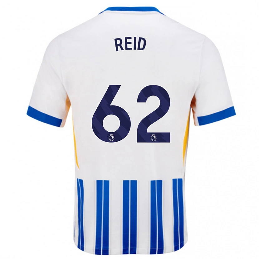 Danxen Hombre Camiseta Tommy Reid #62 Blanco Azul Rayas 1ª Equipación 2024/25 La Camisa México