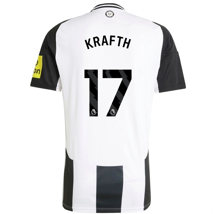 Danxen Hombre Camiseta Emil Krafth #17 Blanco Negro 1ª Equipación 2024/25 La Camisa México