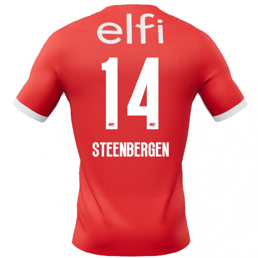 Danxen Hombre Camiseta Thom Steenbergen #14 Rojo Blanco 1ª Equipación 2024/25 La Camisa México