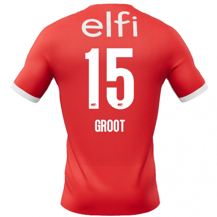 Danxen Hombre Camiseta Pleun Groot #15 Rojo Blanco 1ª Equipación 2024/25 La Camisa México