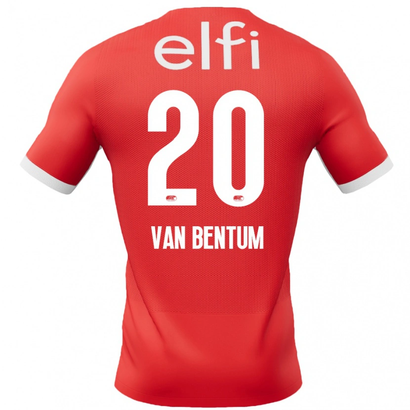 Danxen Hombre Camiseta Mirte Van Bentum #20 Rojo Blanco 1ª Equipación 2024/25 La Camisa México