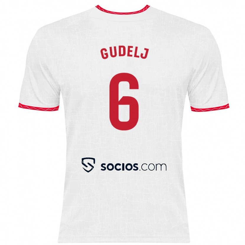 Danxen Hombre Camiseta Nemanja Gudelj #6 Blanco Rojo 1ª Equipación 2024/25 La Camisa México
