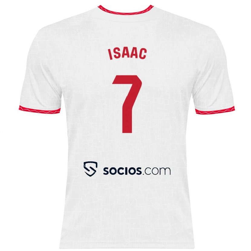 Danxen Hombre Camiseta Isaac Romero #7 Blanco Rojo 1ª Equipación 2024/25 La Camisa México