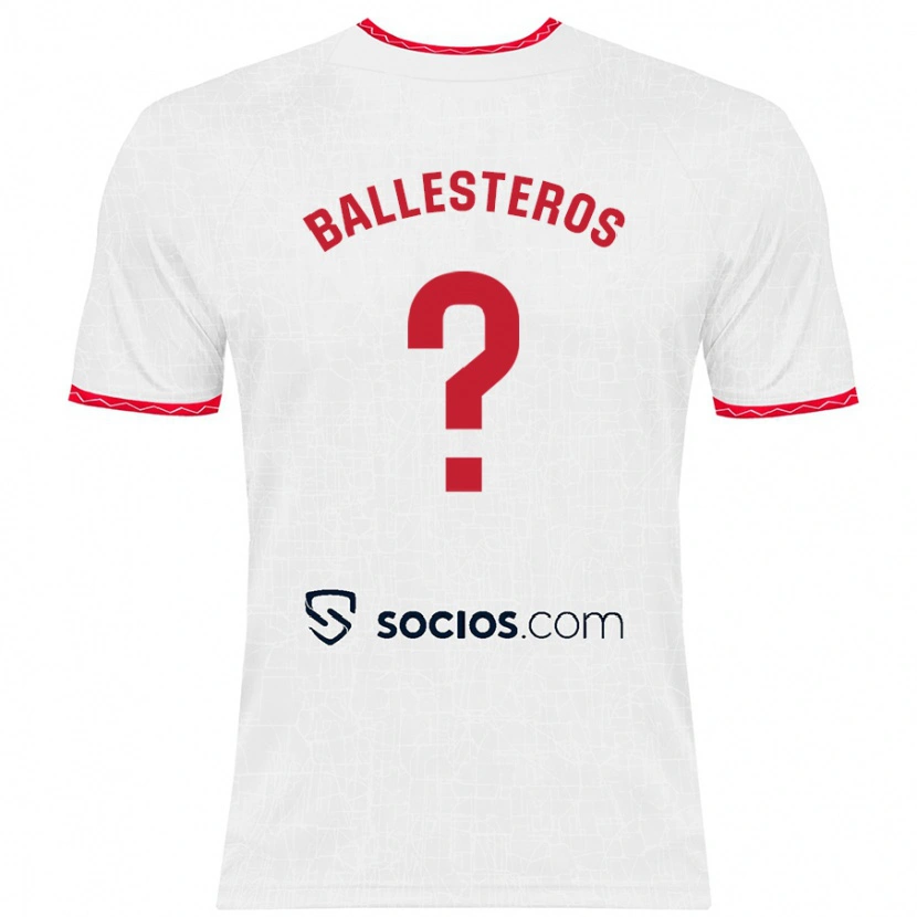 Danxen Hombre Camiseta Gonzalo Ballesteros #0 Blanco Rojo 1ª Equipación 2024/25 La Camisa México