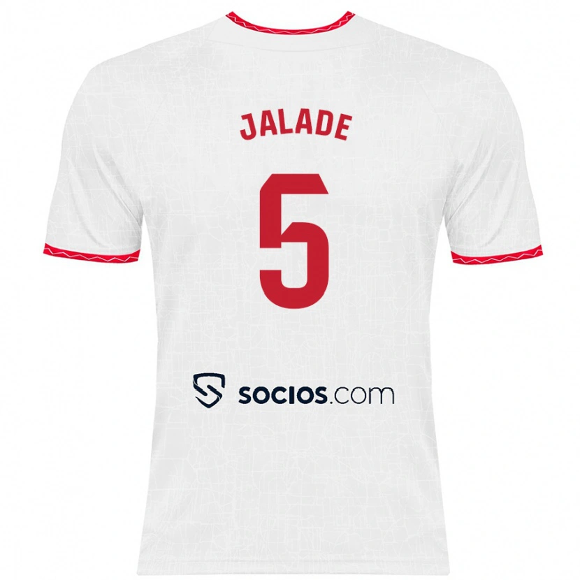 Danxen Hombre Camiseta Robert Jalade #5 Blanco Rojo 1ª Equipación 2024/25 La Camisa México