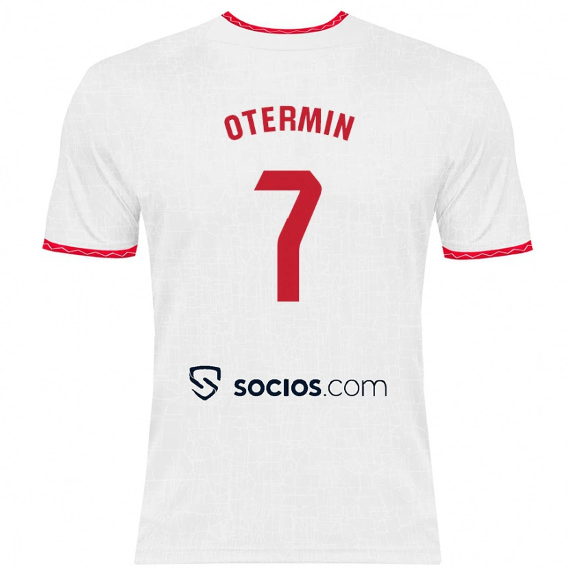 Danxen Hombre Camiseta Rosa María Otermín Abella #7 Blanco Rojo 1ª Equipación 2024/25 La Camisa México