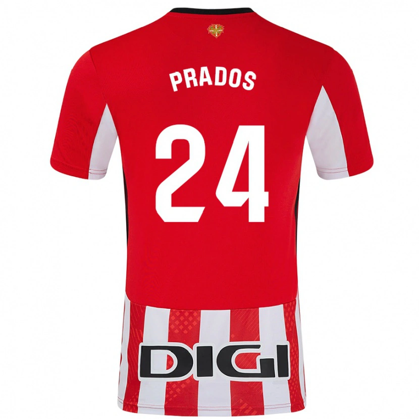 Danxen Hombre Camiseta Beñat Prados #24 Rojo Blanco 1ª Equipación 2024/25 La Camisa México