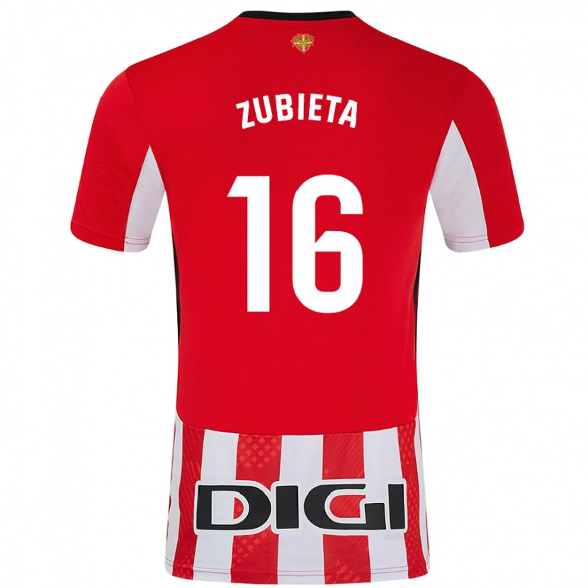 Danxen Hombre Camiseta Maite Zubieta #16 Rojo Blanco 1ª Equipación 2024/25 La Camisa México