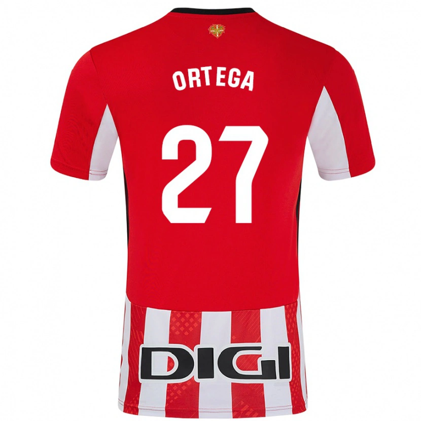 Danxen Hombre Camiseta Sara Ortega #27 Rojo Blanco 1ª Equipación 2024/25 La Camisa México