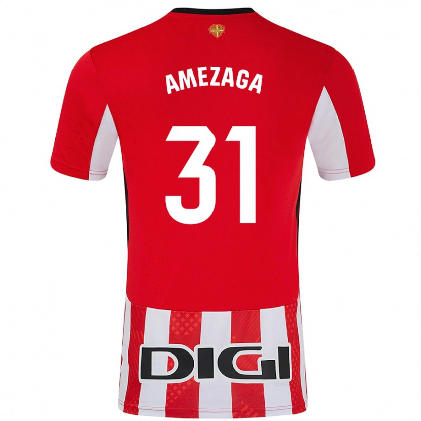 Danxen Hombre Camiseta Jone Amezaga #31 Rojo Blanco 1ª Equipación 2024/25 La Camisa México