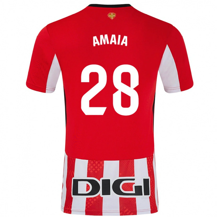 Danxen Hombre Camiseta Amaia Martinez De La Peña #28 Rojo Blanco 1ª Equipación 2024/25 La Camisa México