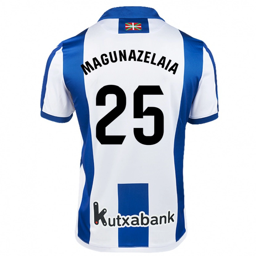 Danxen Hombre Camiseta Jon Magunazelaia #25 Blanco Azul 1ª Equipación 2024/25 La Camisa México