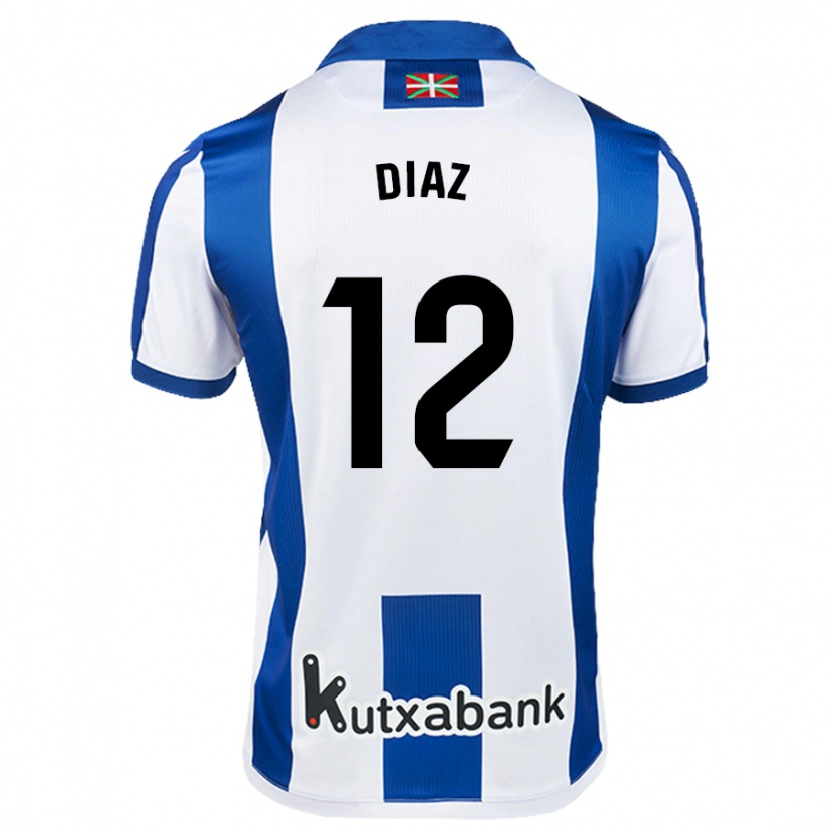 Danxen Hombre Camiseta Ekain Díaz #12 Blanco Azul 1ª Equipación 2024/25 La Camisa México