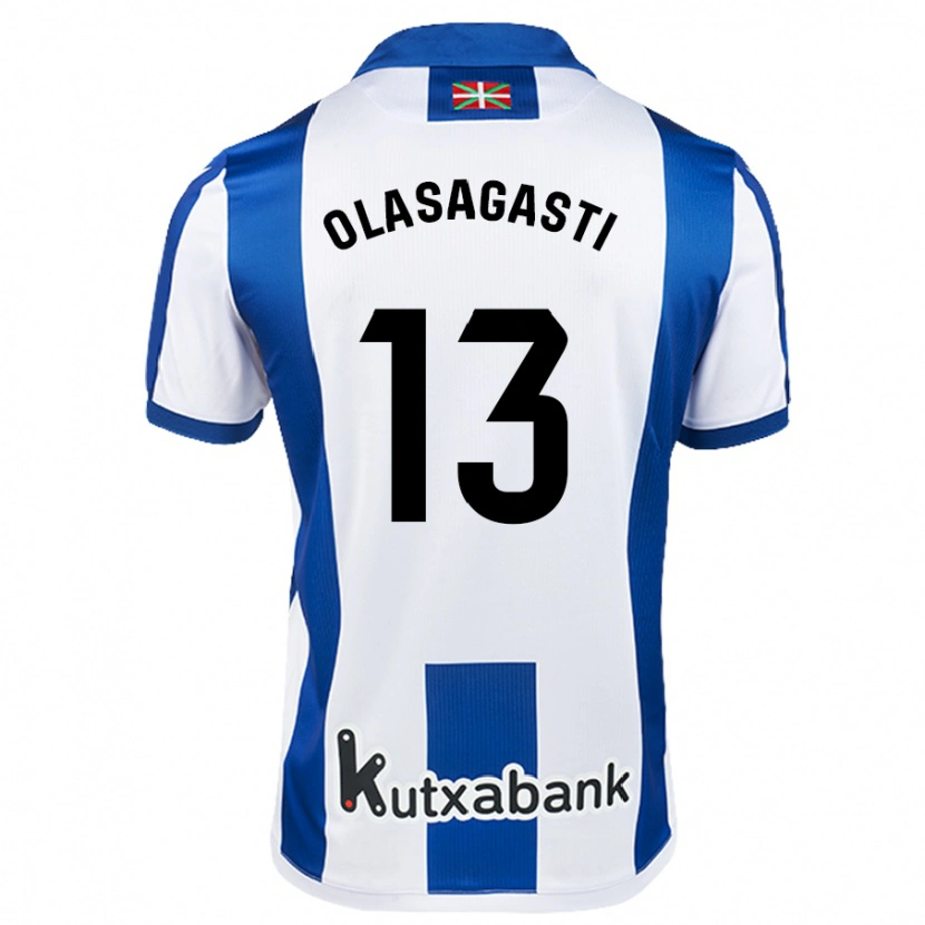 Danxen Hombre Camiseta Lander Olasagasti #13 Blanco Azul 1ª Equipación 2024/25 La Camisa México