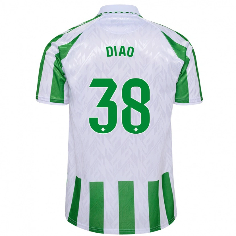 Danxen Hombre Camiseta Assane Diao #38 Verde Rayas Blancas 1ª Equipación 2024/25 La Camisa México