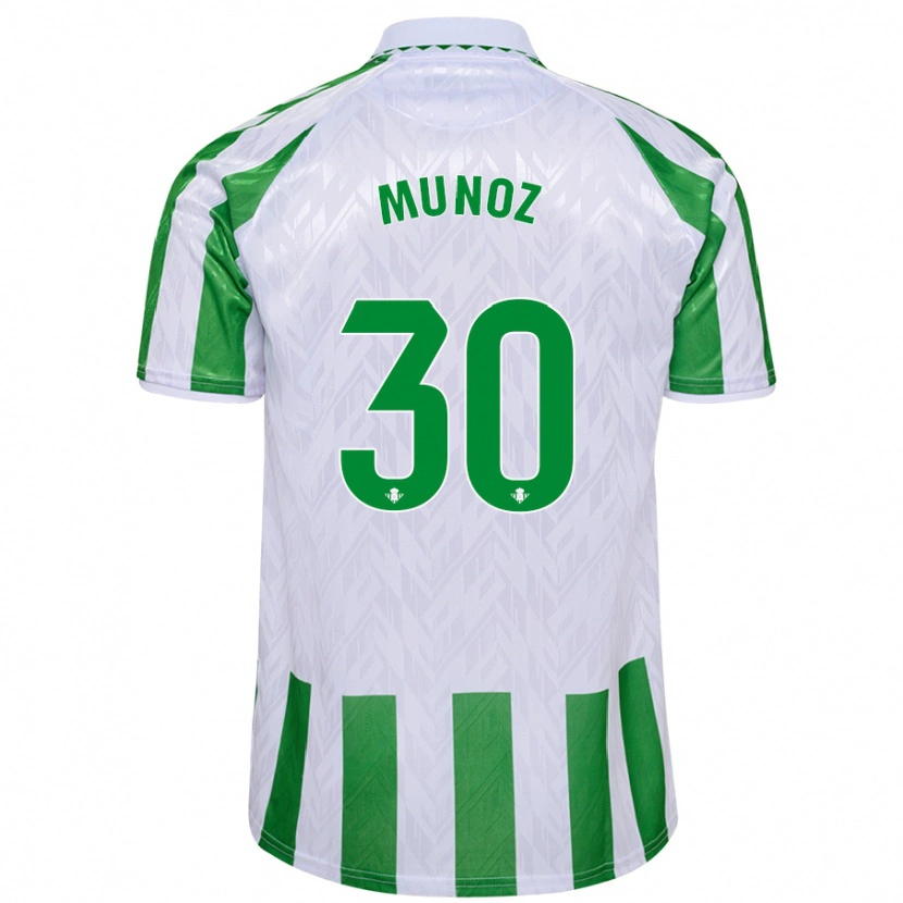 Danxen Hombre Camiseta Blanca Muñoz #30 Verde Rayas Blancas 1ª Equipación 2024/25 La Camisa México