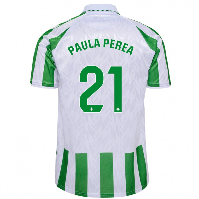 Danxen Hombre Camiseta Paula Perea Ramírez #21 Verde Rayas Blancas 1ª Equipación 2024/25 La Camisa México