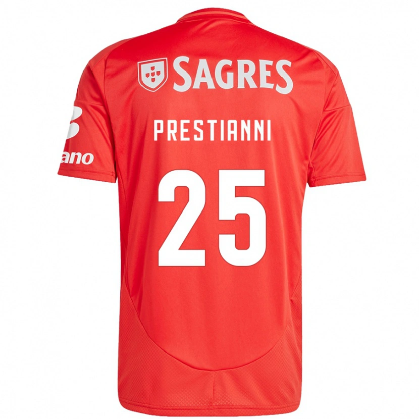 Danxen Hombre Camiseta Gianluca Prestianni #25 Rojo Blanco 1ª Equipación 2024/25 La Camisa México