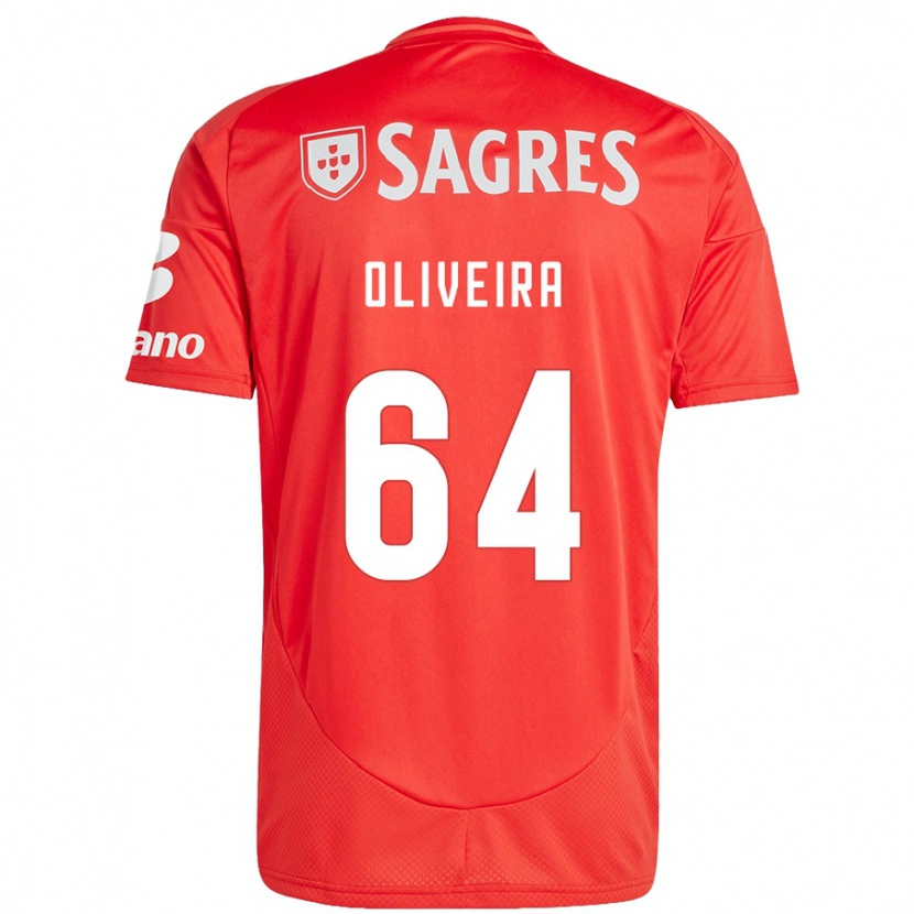 Danxen Hombre Camiseta Gonçalo Oliveira #64 Rojo Blanco 1ª Equipación 2024/25 La Camisa México