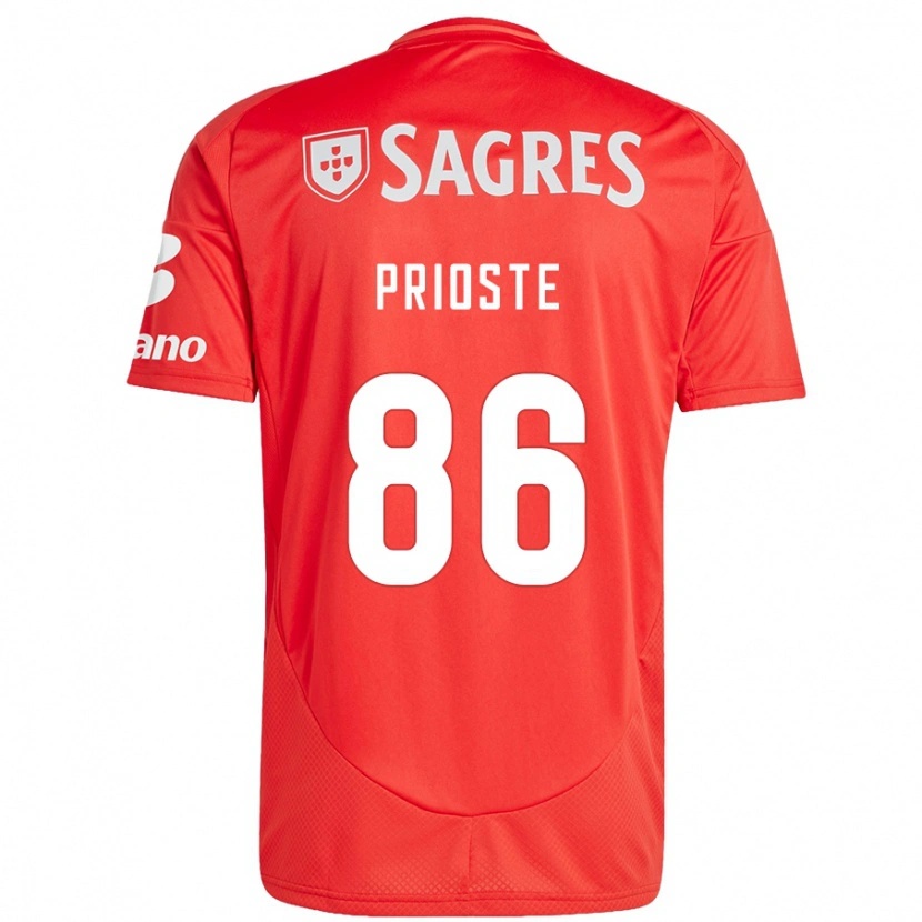 Danxen Hombre Camiseta Diogo Prioste #86 Rojo Blanco 1ª Equipación 2024/25 La Camisa México