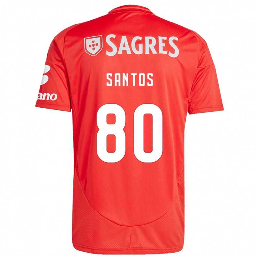 Danxen Hombre Camiseta Pedro Santos #80 Rojo Blanco 1ª Equipación 2024/25 La Camisa México