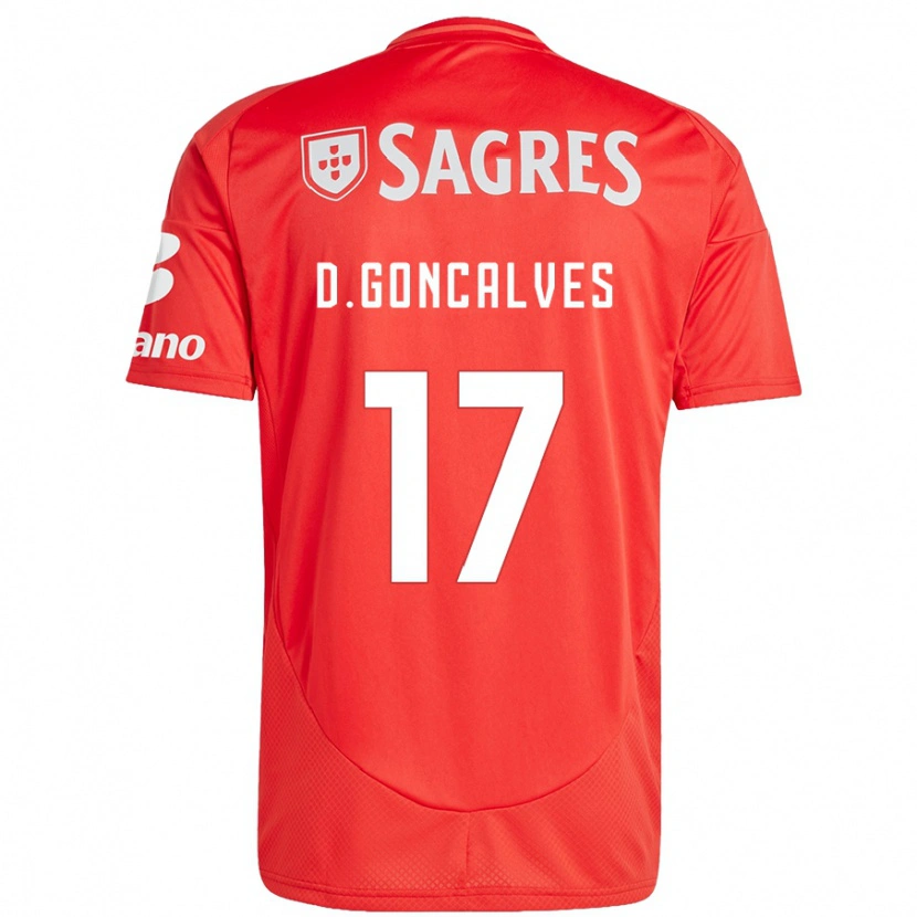Danxen Hombre Camiseta Diogo Goncalves #17 Rojo Blanco 1ª Equipación 2024/25 La Camisa México