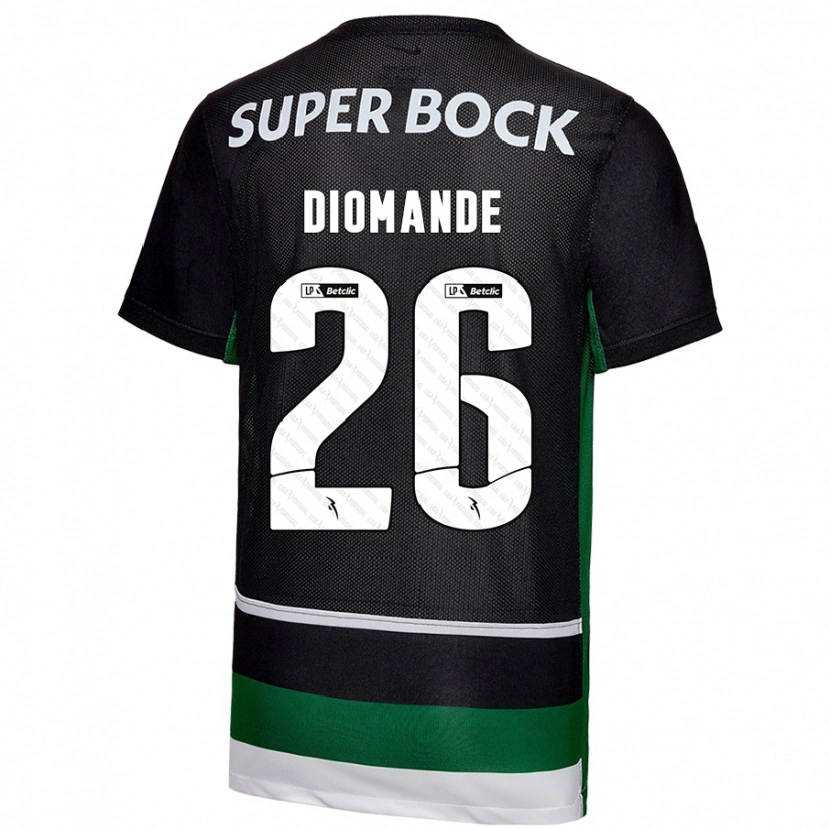 Danxen Hombre Camiseta Ousmane Diomande #26 Negro Blanco Verde 1ª Equipación 2024/25 La Camisa México