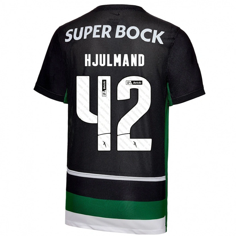 Danxen Hombre Camiseta Morten Hjulmand #42 Negro Blanco Verde 1ª Equipación 2024/25 La Camisa México