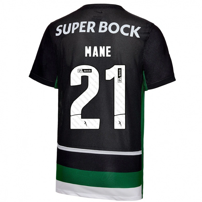 Danxen Hombre Camiseta Isnaba Mané #21 Negro Blanco Verde 1ª Equipación 2024/25 La Camisa México
