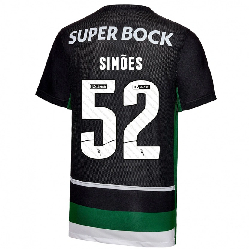 Danxen Hombre Camiseta João Simões #52 Negro Blanco Verde 1ª Equipación 2024/25 La Camisa México