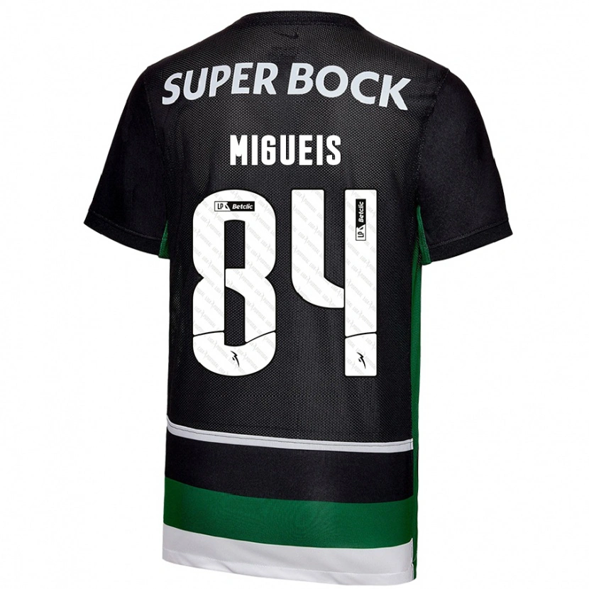 Danxen Hombre Camiseta Pedro Miguéis #84 Negro Blanco Verde 1ª Equipación 2024/25 La Camisa México