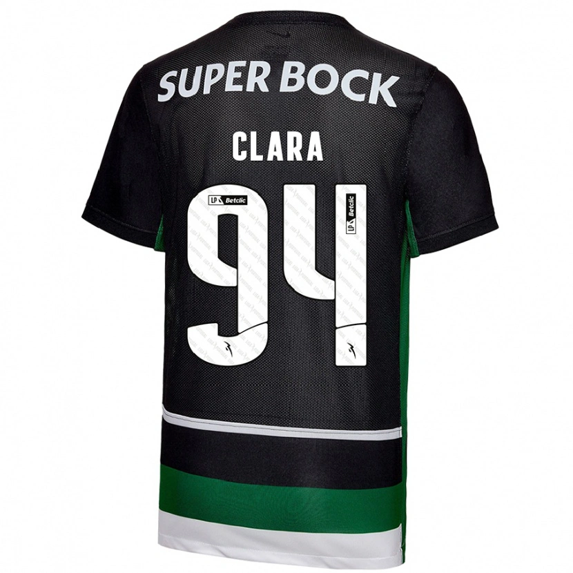 Danxen Hombre Camiseta Diogo Clara #94 Negro Blanco Verde 1ª Equipación 2024/25 La Camisa México