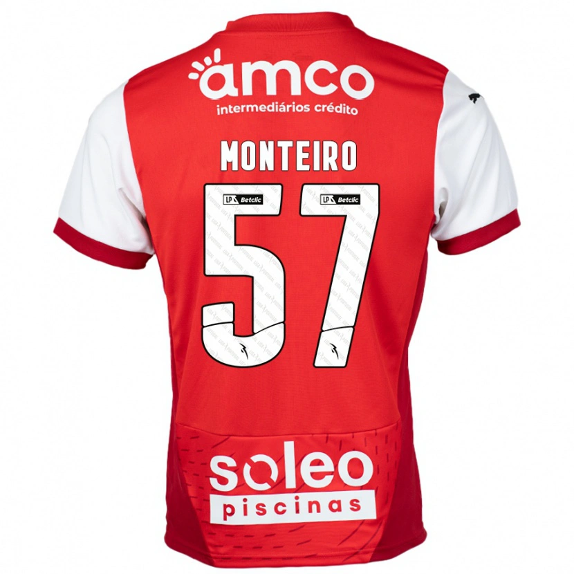 Danxen Hombre Camiseta Jordan Monteiro #57 Rojo Blanco 1ª Equipación 2024/25 La Camisa México