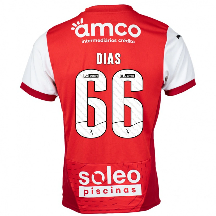 Danxen Hombre Camiseta Gonçalo Dias #66 Rojo Blanco 1ª Equipación 2024/25 La Camisa México