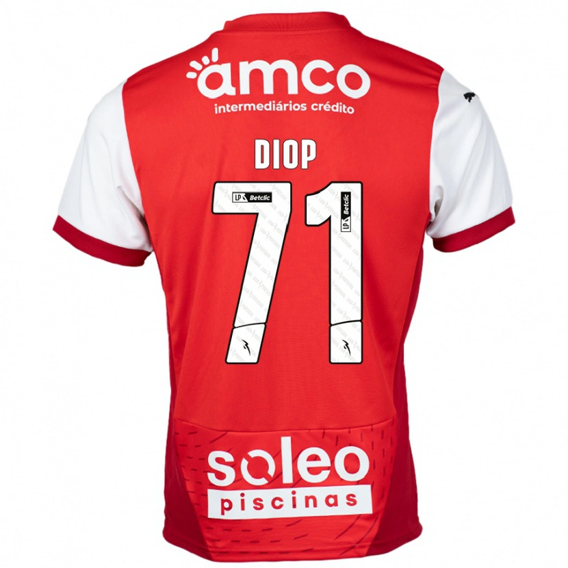 Danxen Hombre Camiseta Mamadou Diop #71 Rojo Blanco 1ª Equipación 2024/25 La Camisa México