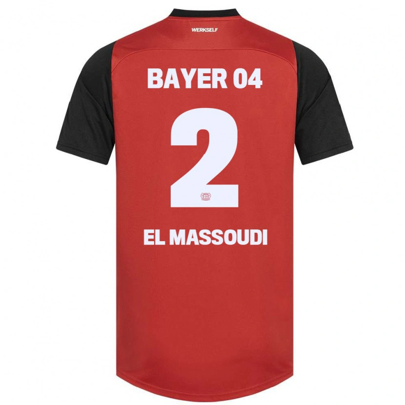 Danxen Hombre Camiseta Nassim El Massoudi #2 Rojo Negro 1ª Equipación 2024/25 La Camisa México