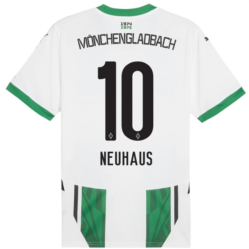 Danxen Hombre Camiseta Florian Neuhaus #10 Blanco Verde 1ª Equipación 2024/25 La Camisa México