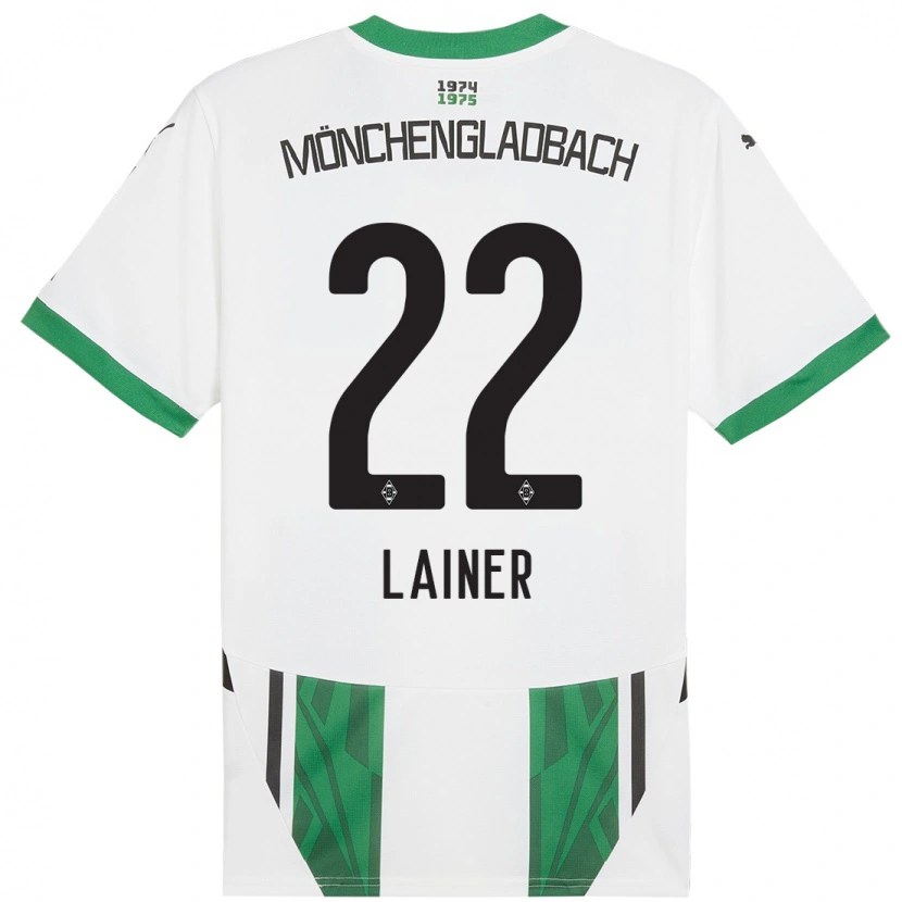 Danxen Hombre Camiseta Stefan Lainer #22 Blanco Verde 1ª Equipación 2024/25 La Camisa México