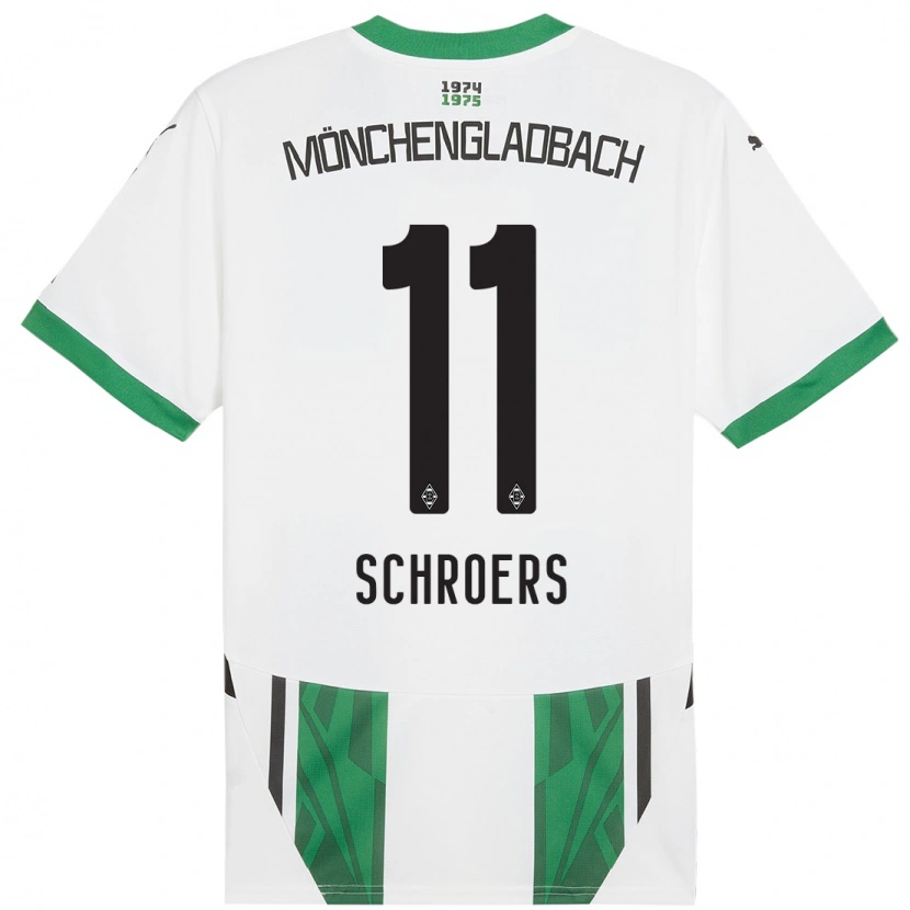 Danxen Hombre Camiseta Mika Schroers #11 Blanco Verde 1ª Equipación 2024/25 La Camisa México