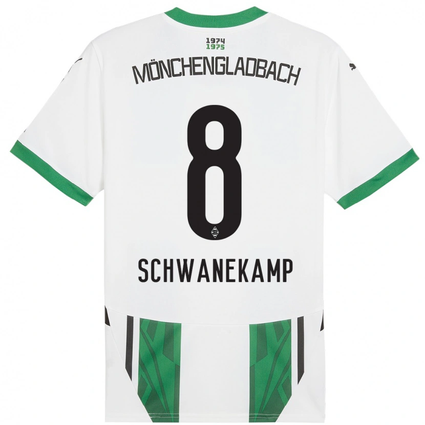 Danxen Hombre Camiseta Jana Schwanekamp #8 Blanco Verde 1ª Equipación 2024/25 La Camisa México
